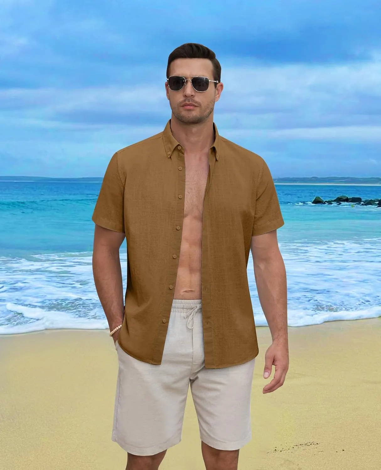 Linen Shirts for Men Short Sleeve Linen Button Down Shirts Hawaiian Shirt for Men Beach Shirts Summer Shirts