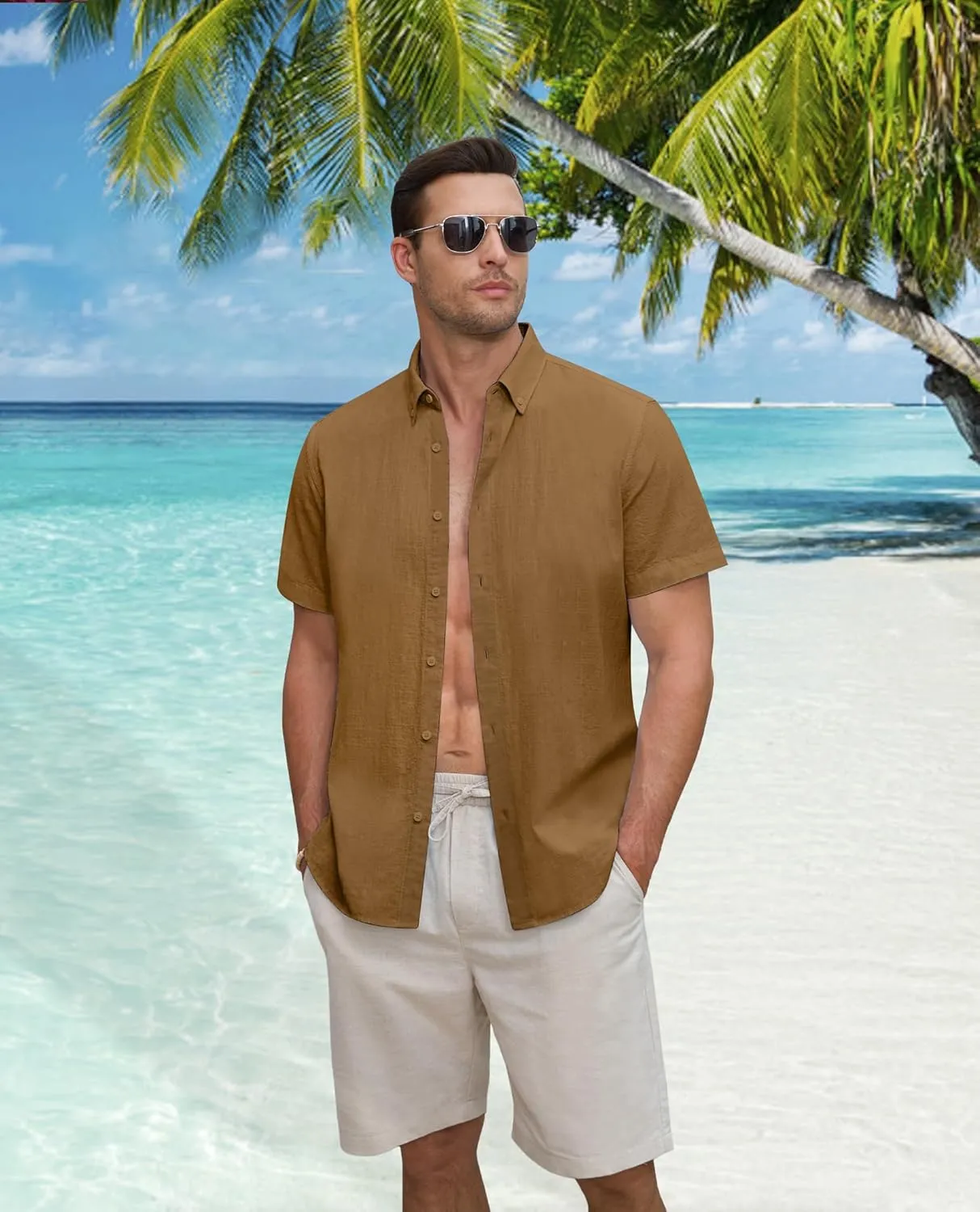 Linen Shirts for Men Short Sleeve Linen Button Down Shirts Hawaiian Shirt for Men Beach Shirts Summer Shirts