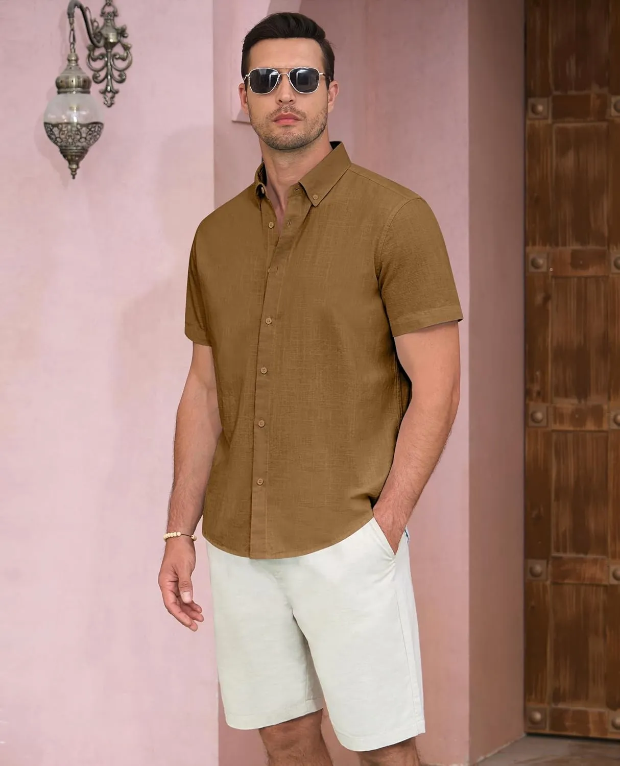 Linen Shirts for Men Short Sleeve Linen Button Down Shirts Hawaiian Shirt for Men Beach Shirts Summer Shirts