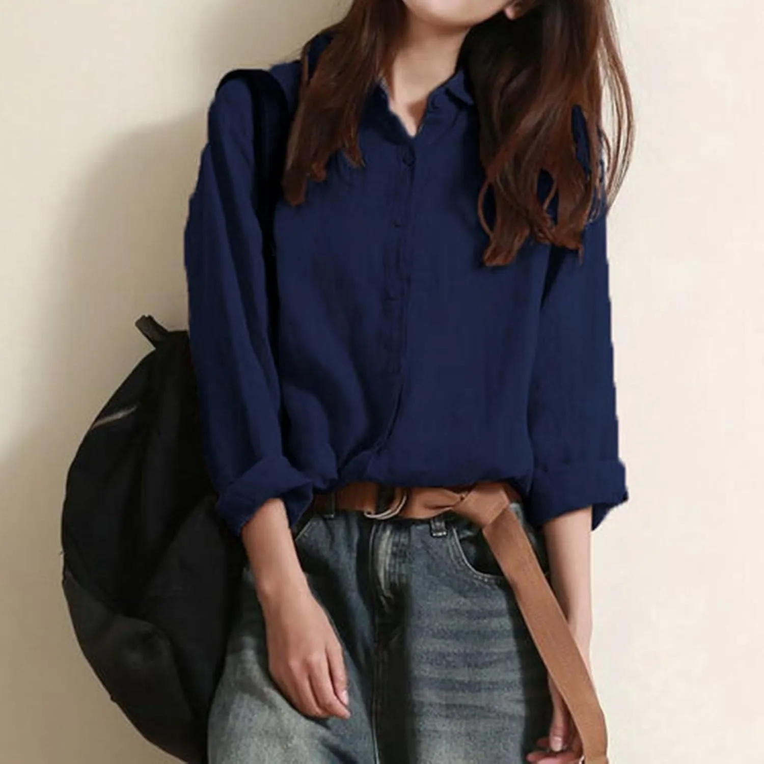 Linen Shirts for Women Button-Down Dress Shirts Long Sleeve Wrinkle Free Casual Business Office Work Oxford Shirts