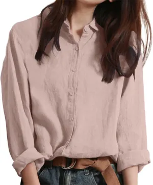 Linen Shirts for Women Button-Down Dress Shirts Long Sleeve Wrinkle Free Casual Business Office Work Oxford Shirts