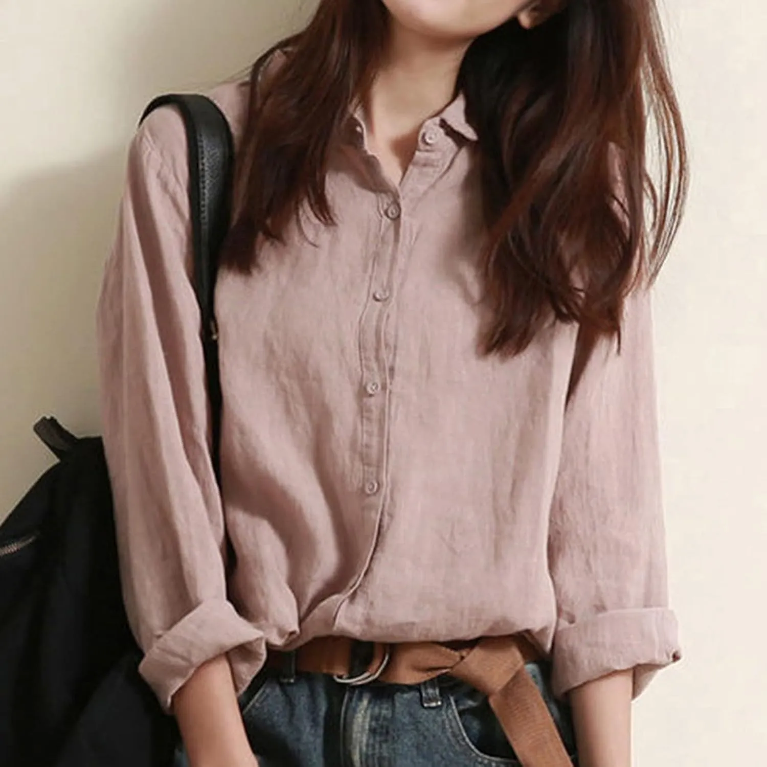 Linen Shirts for Women Button-Down Dress Shirts Long Sleeve Wrinkle Free Casual Business Office Work Oxford Shirts
