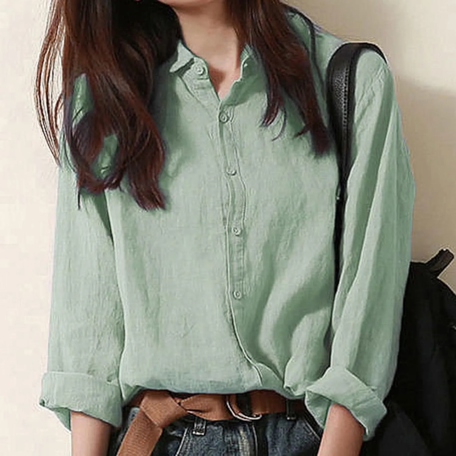 Linen Shirts for Women Button-Down Dress Shirts Long Sleeve Wrinkle Free Casual Business Office Work Oxford Shirts