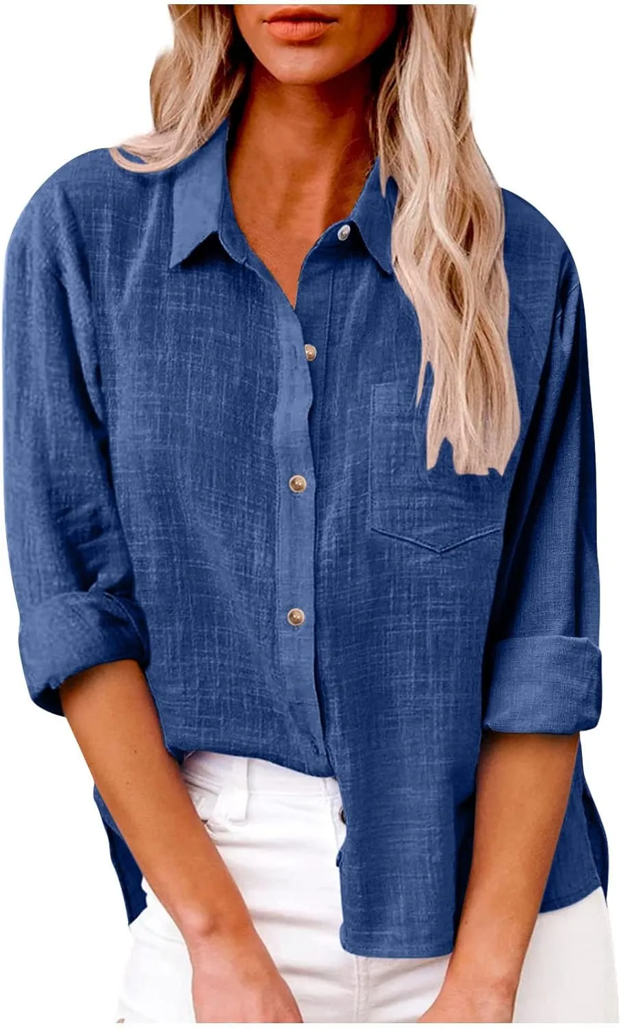 Linen Shirts for Women Button Down Tshirt Dressy Casual Gauze Blouses Comfy Lightweight Long Sleeve Shirts Fall Tops