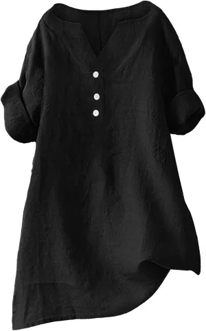 Linen Shirts for Women Flax Linen Clothing Cotton Linen Blouses Button Down Shirts Hemp Clothes Womens Gauze Tops 2025