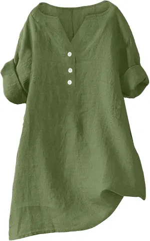 Linen Shirts for Women Flax Linen Clothing Cotton Linen Blouses Button Down Shirts Hemp Clothes Womens Gauze Tops 2025