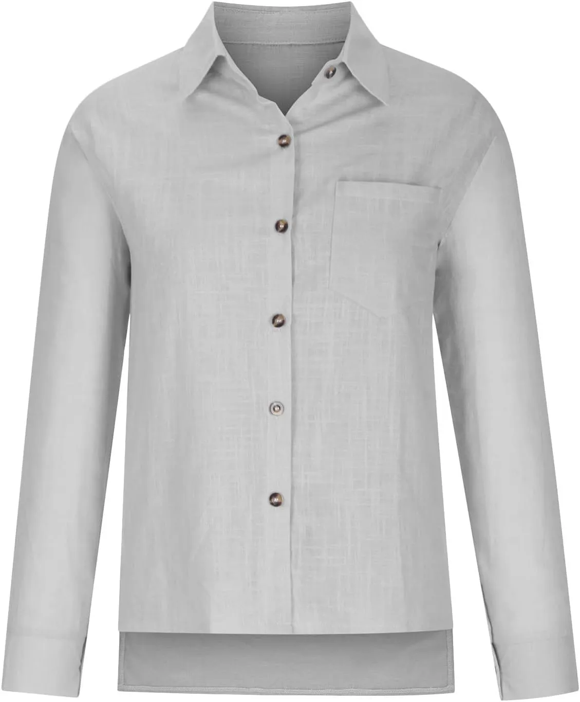 Linen Shirts for Women Long Sleeve Button Down T Shirts Dressy Casual Tops Solid Casual Work Blouses with Pocket