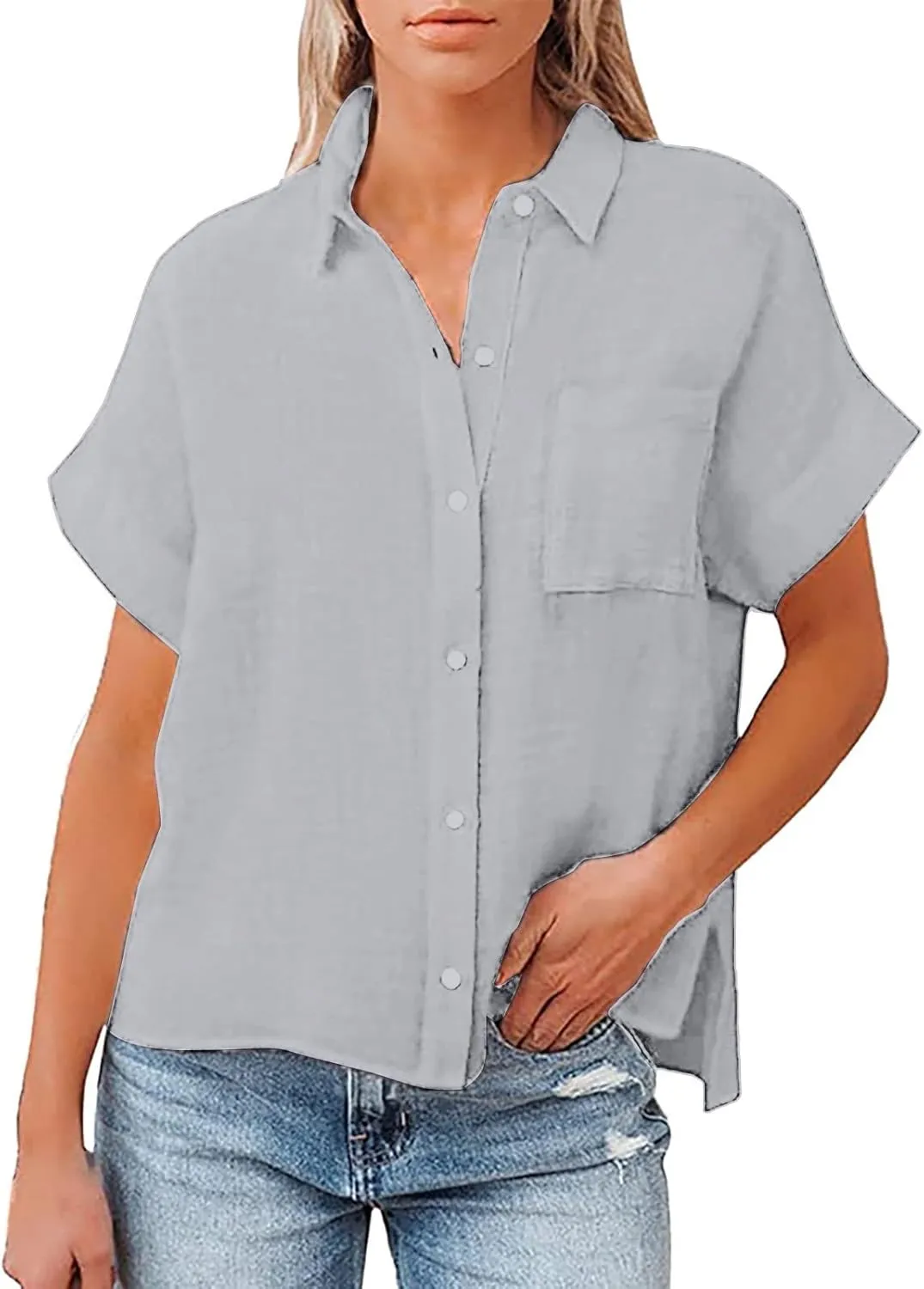 Linen Shirts for Women Print Natural Autumn Fragrant Fabric Shirt Blue Shirts for Women Oversized Button Down Shirts