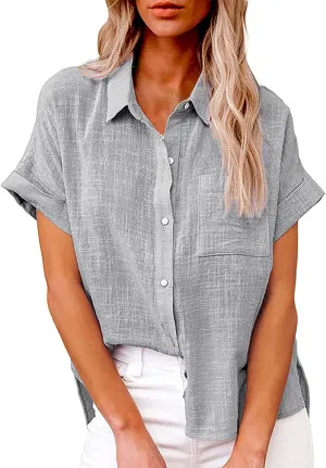 Linen Shirts for Women Print Natural Autumn Fragrant Fabric Shirt Blue Shirts for Women Oversized Button Down Shirts
