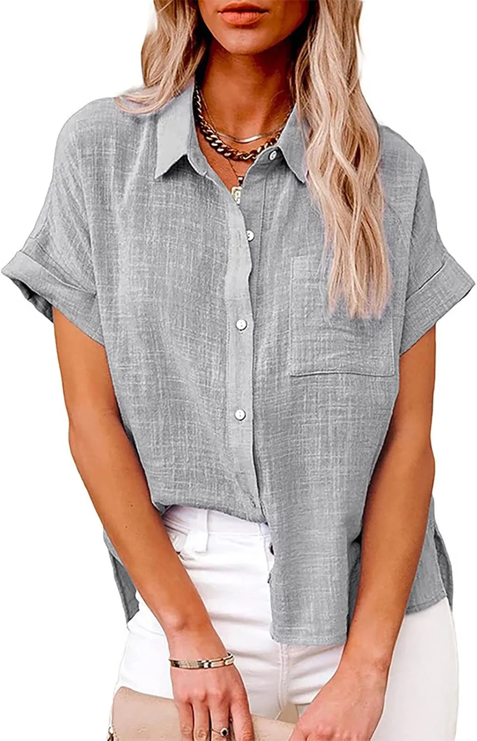 Linen Shirts for Women Print Natural Autumn Fragrant Fabric Shirt Blue Shirts for Women Oversized Button Down Shirts