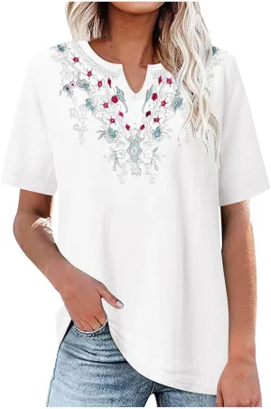Linen Shirts for Women Short Sleeve Fashion Solid Color Blouses Trendy Loose Fit V-Neck T-Shirts Summer Clothes