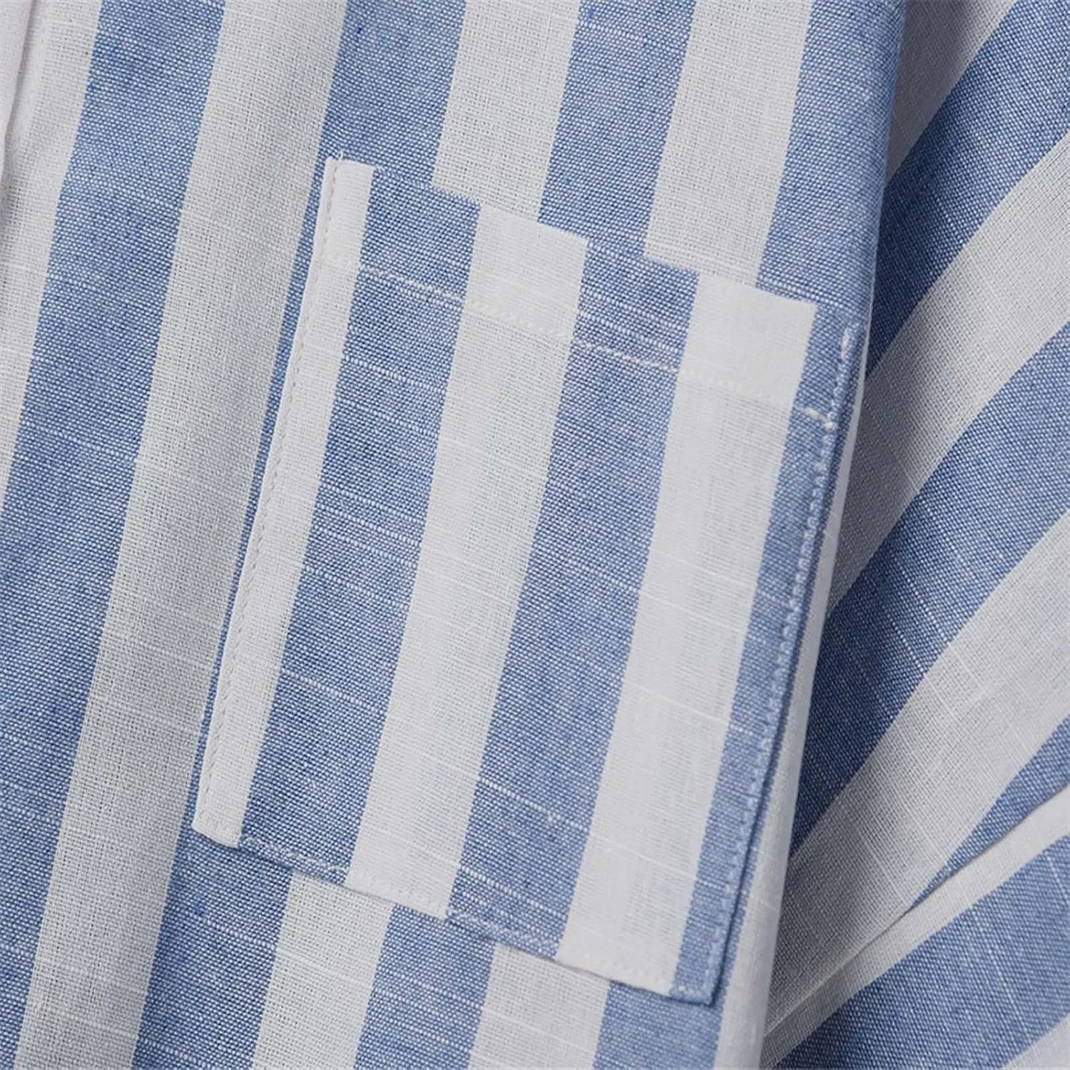 Linen Shirts for Women Striped Button Down Shirts Lightweight Guaze Blouses Short Sleeve Boho Summer Tshirt