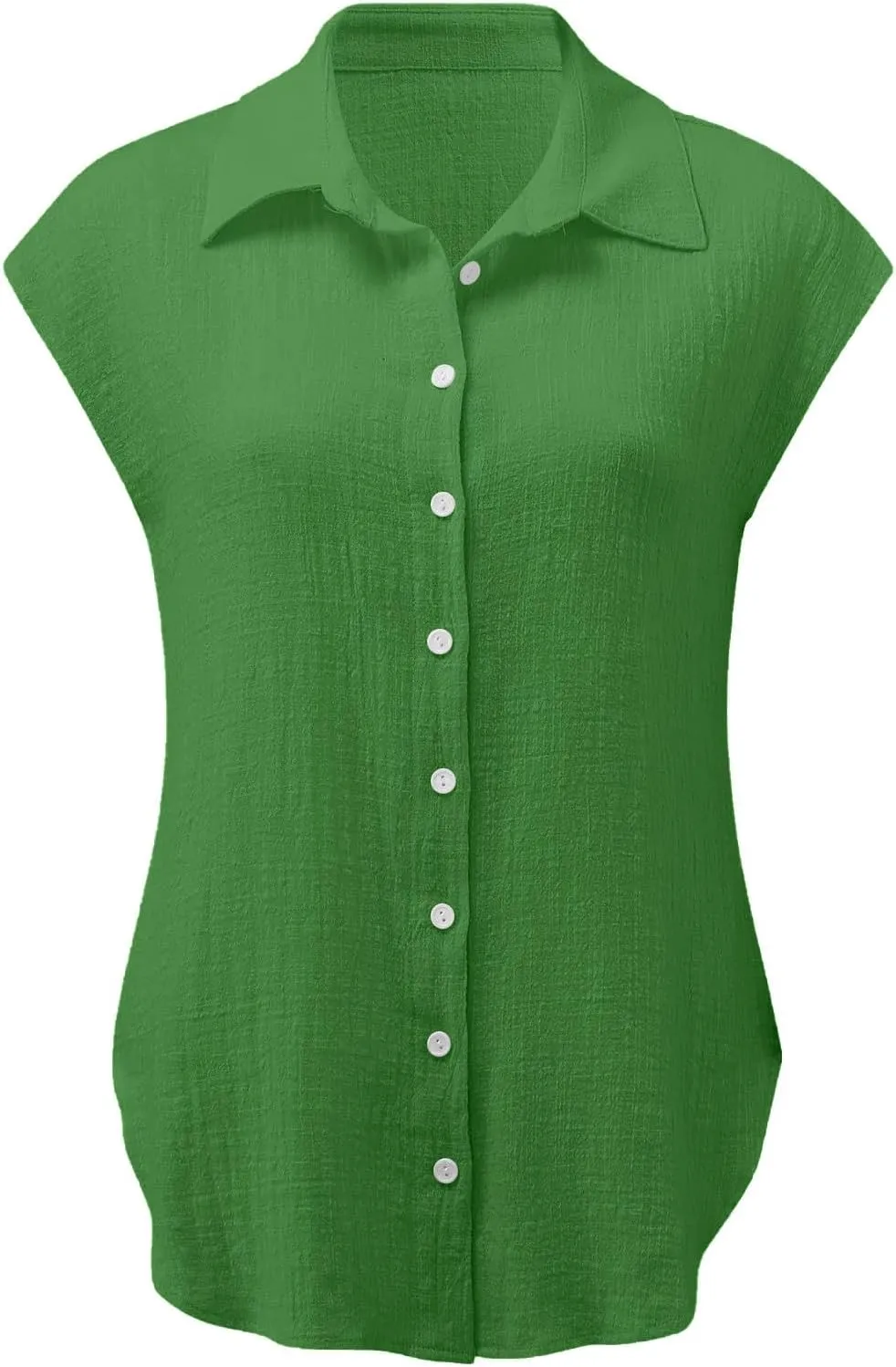 Linen Tops for Women Summer Button Down Shirts 2025 Trendy Work Shirt Tees Casual Short Sleeve Loose T-Shirts
