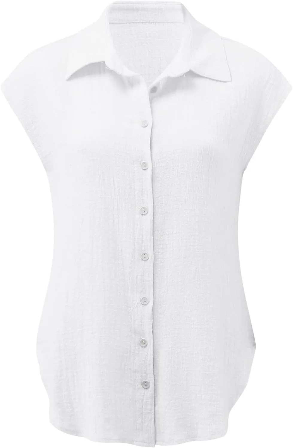 Linen Tops for Women Summer Button Down Shirts 2025 Trendy Work Shirt Tees Casual Short Sleeve Loose T-Shirts