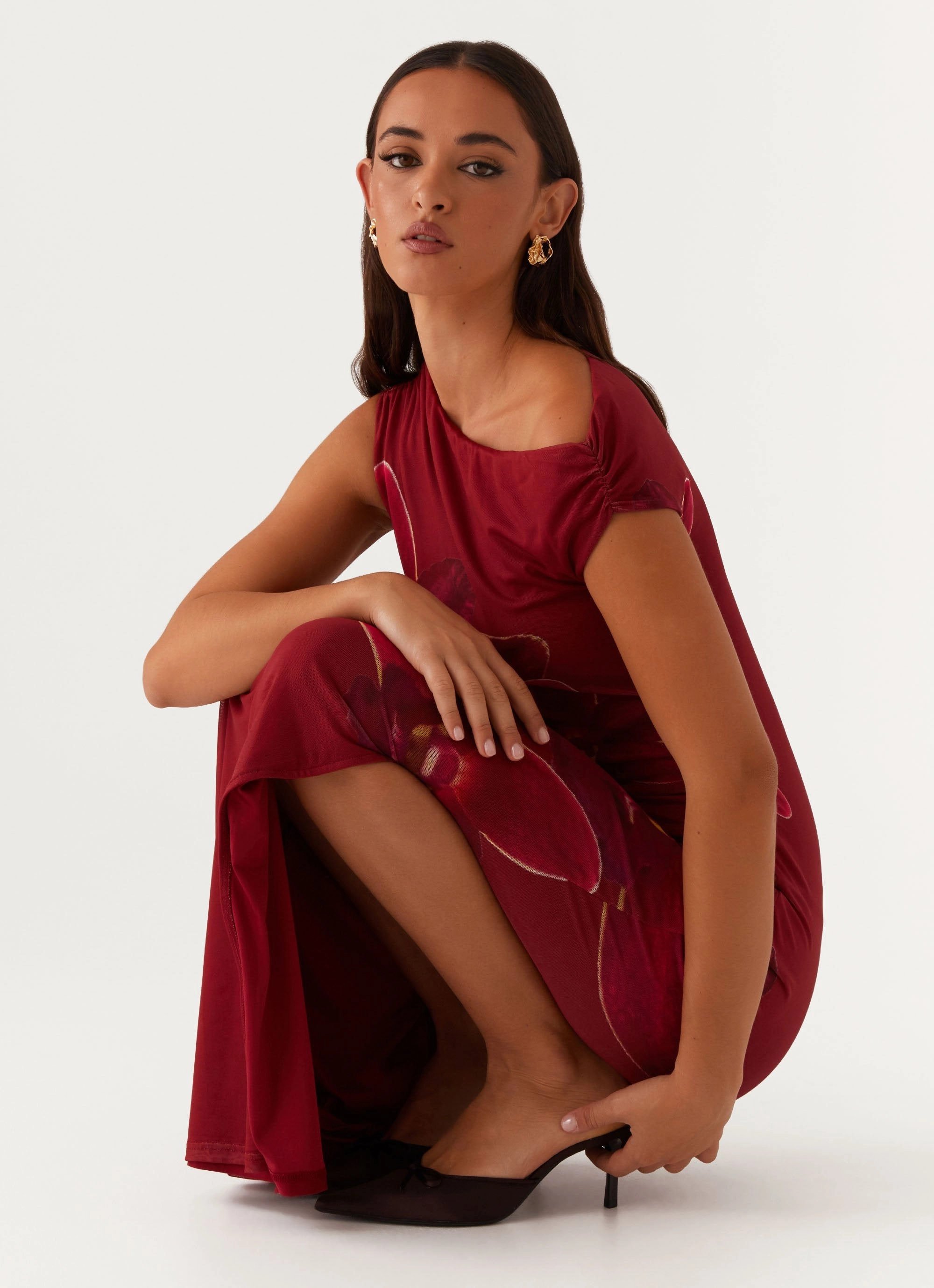 Showtime Maxi Dress - Maroon Layered-Look