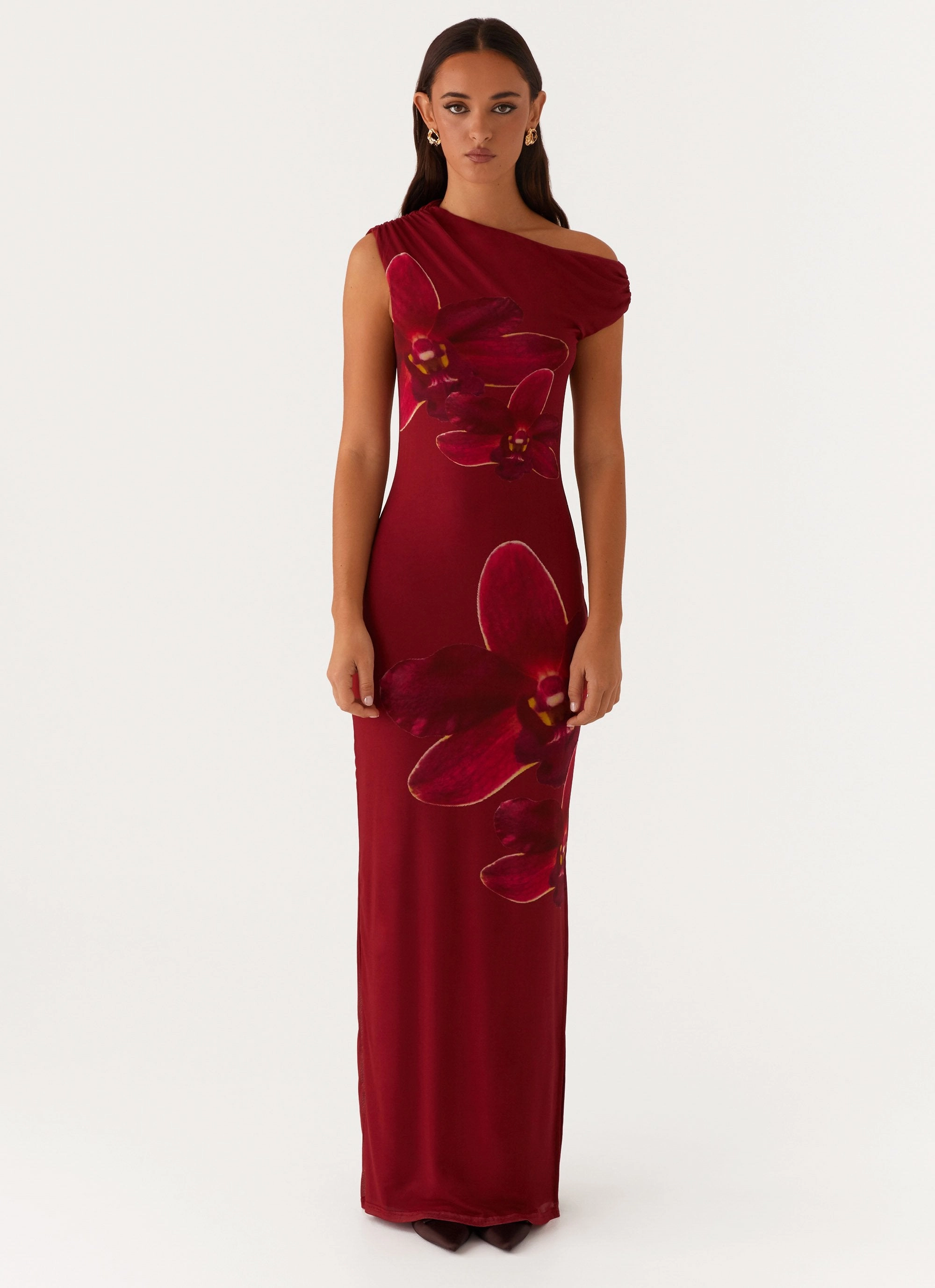 Showtime Maxi Dress - Maroon Comfortable Waistband
