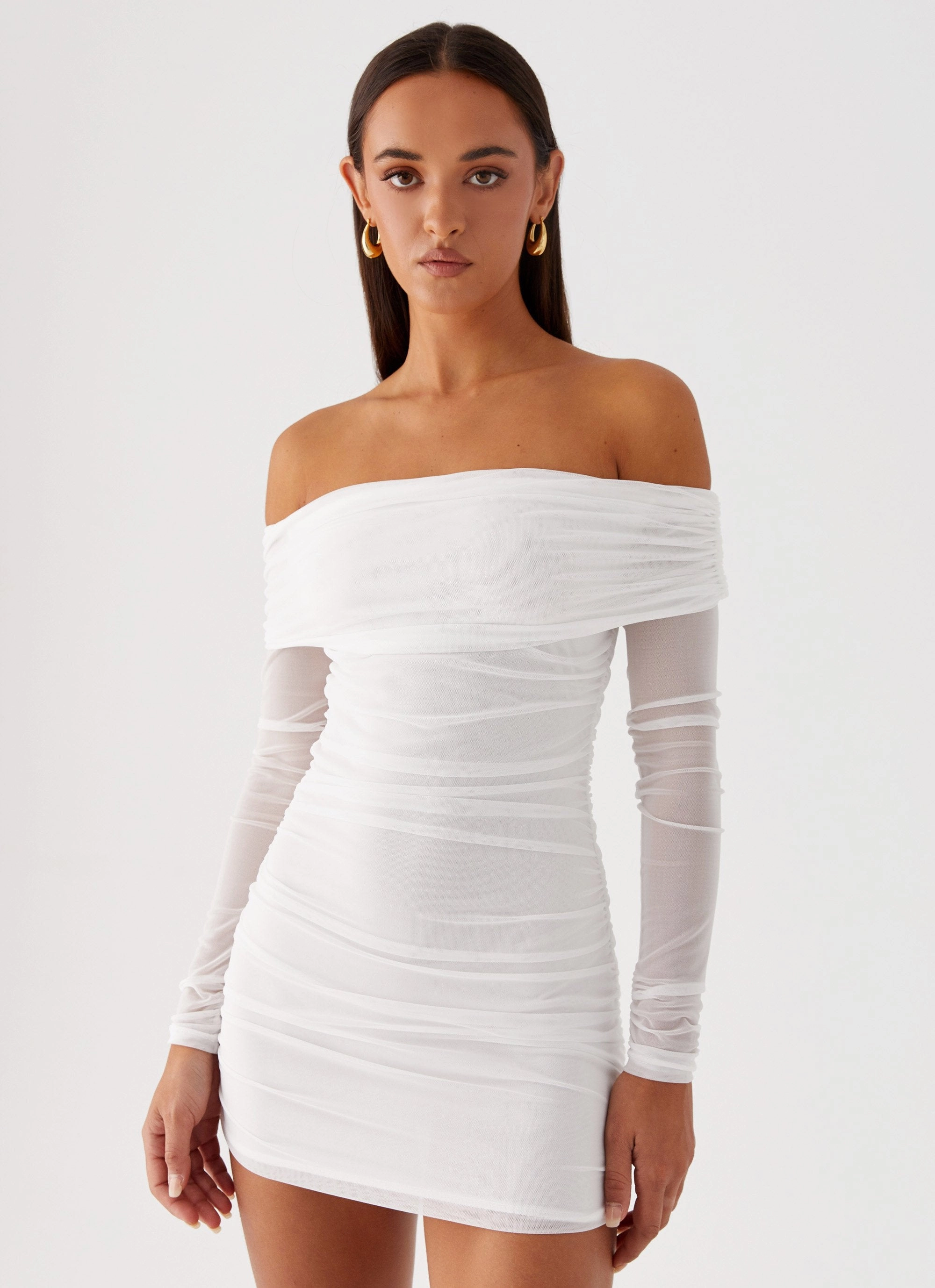 Textured Flow Liquid Spirit Mini Dress - White