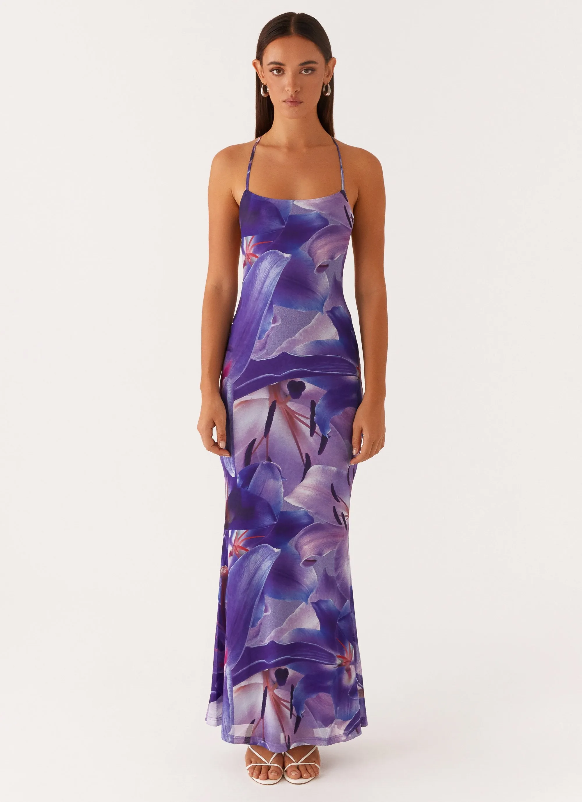 Livia Maxi Dress - Purple White Lilly Airy Fit Smooth silhouette