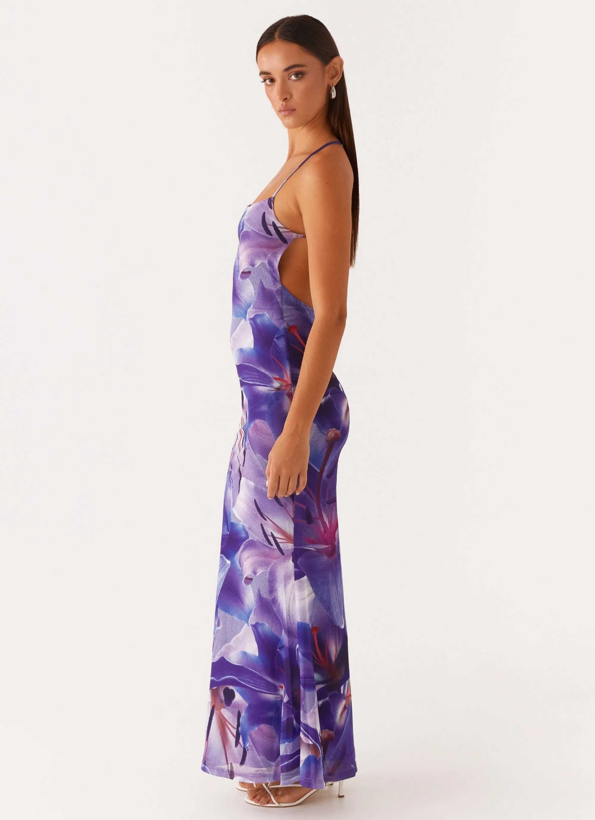 Slimming Shape Livia Maxi Dress - Purple White Lilly