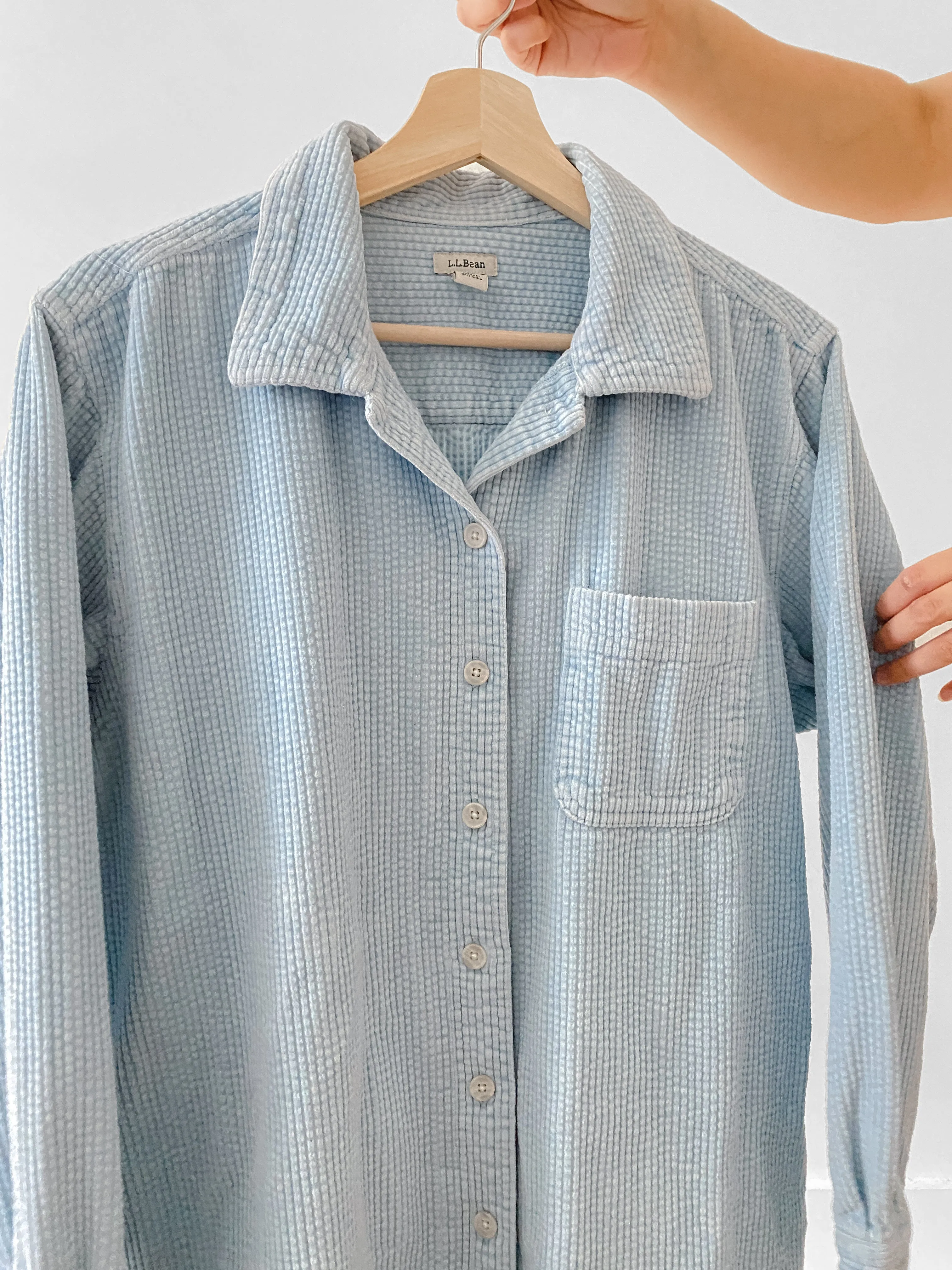 LL Bean Baby Blue Corduroy Button Up (L)