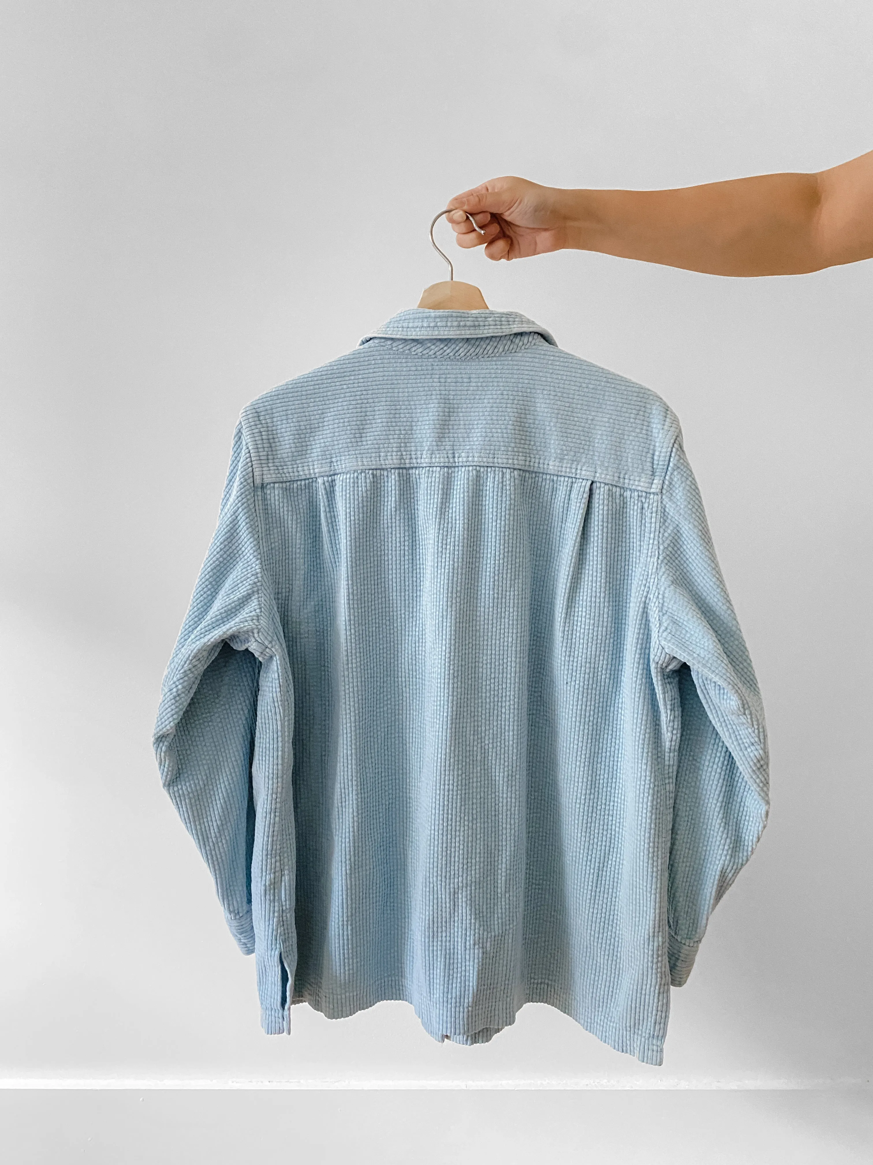 LL Bean Baby Blue Corduroy Button Up (L)