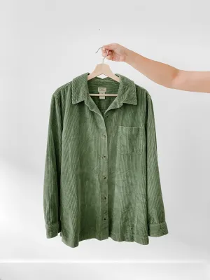LL Bean Green Corduroy Button Up (XL)