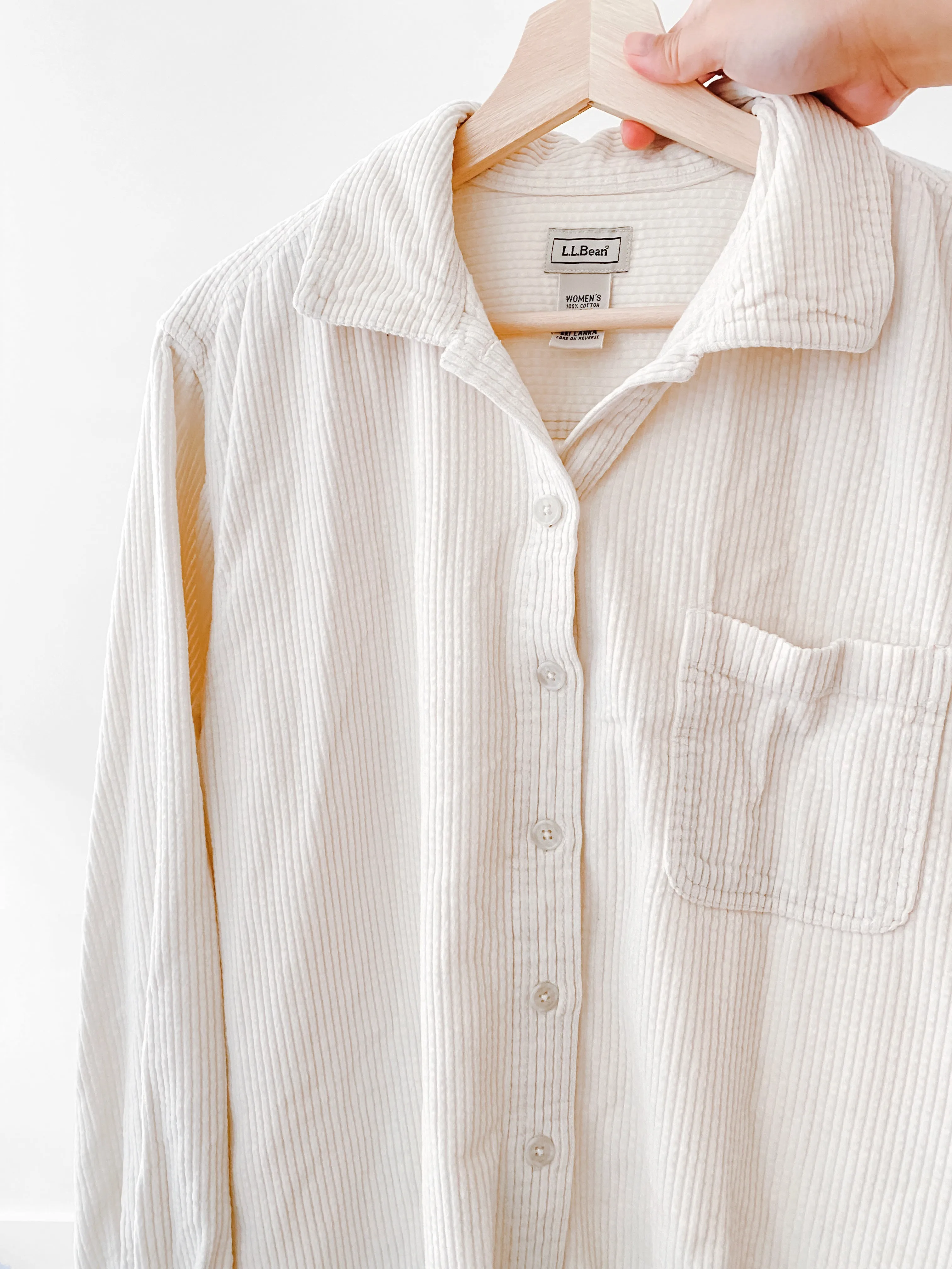 LL Bean Snow Corduroy Button Up (L)