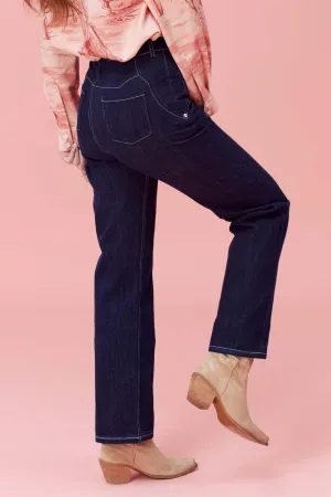 Lockhart Pant | Western Dark-Navy Denim Jeans with High-waist and Straight Leg, Denim on Denim Jacket and Pant set