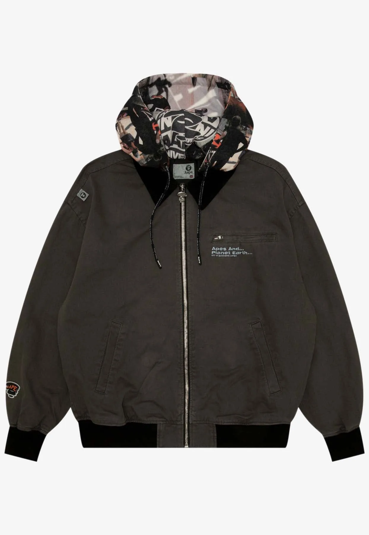 Logo Graffiti Zip-Up Hooded Sweatshirt
