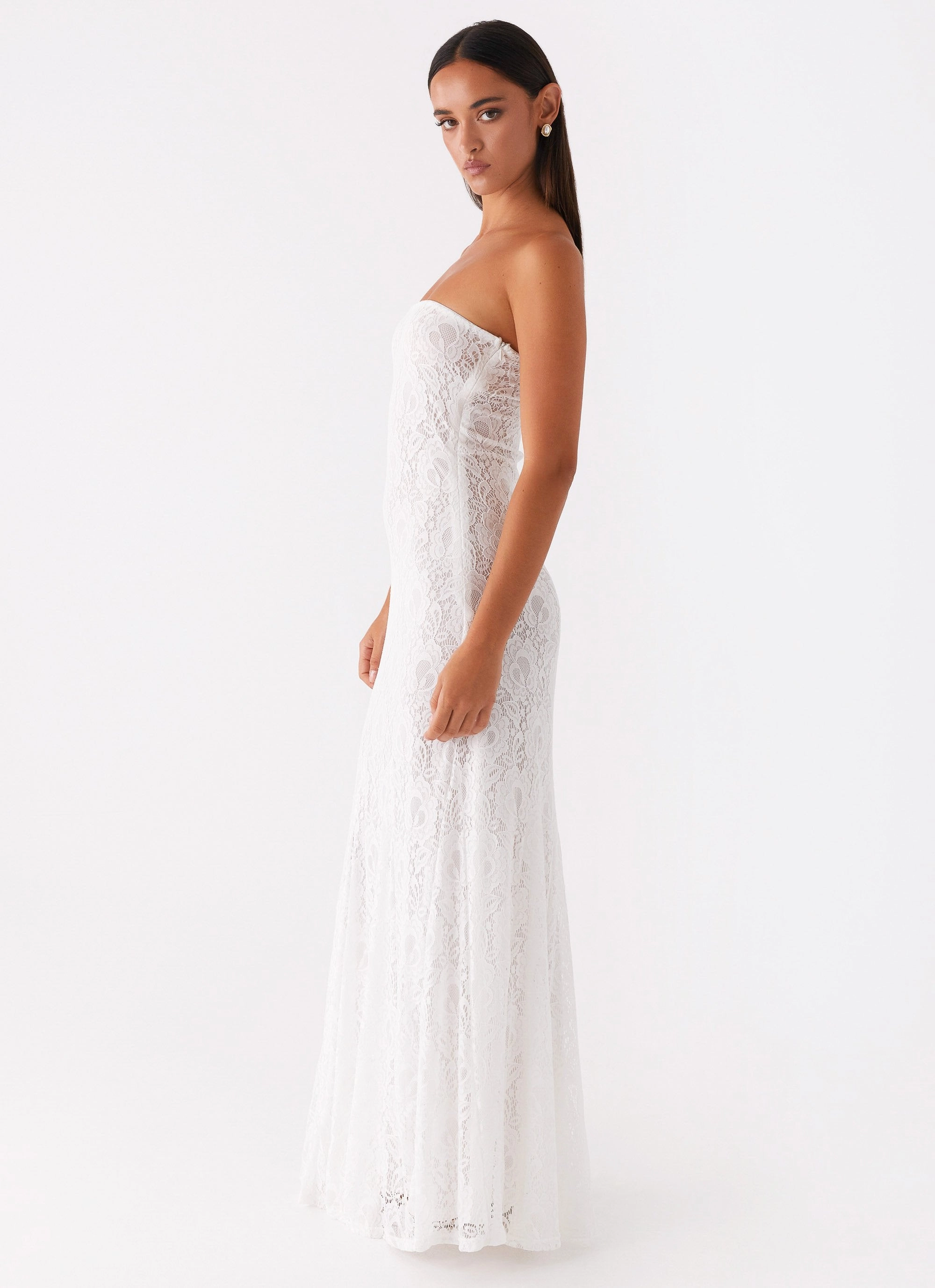 Lolita Lace Maxi Dress - Ivory Flattering Fit for All Night Ready