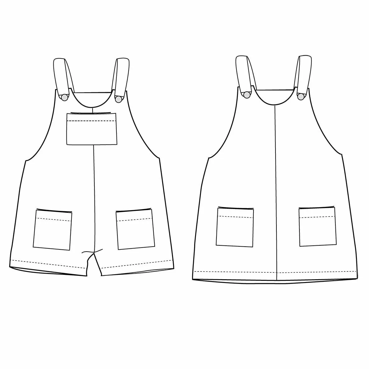LONDON Dress & Short Overalls - Girl 6-4Y - Paper Sewing Pattern