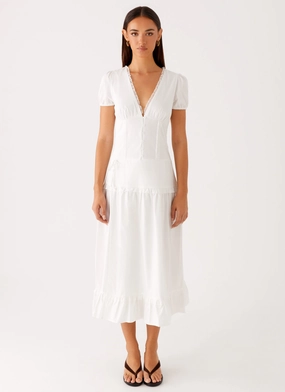 Minimal Core Flawless Waistband Fit London Midi Dress - White