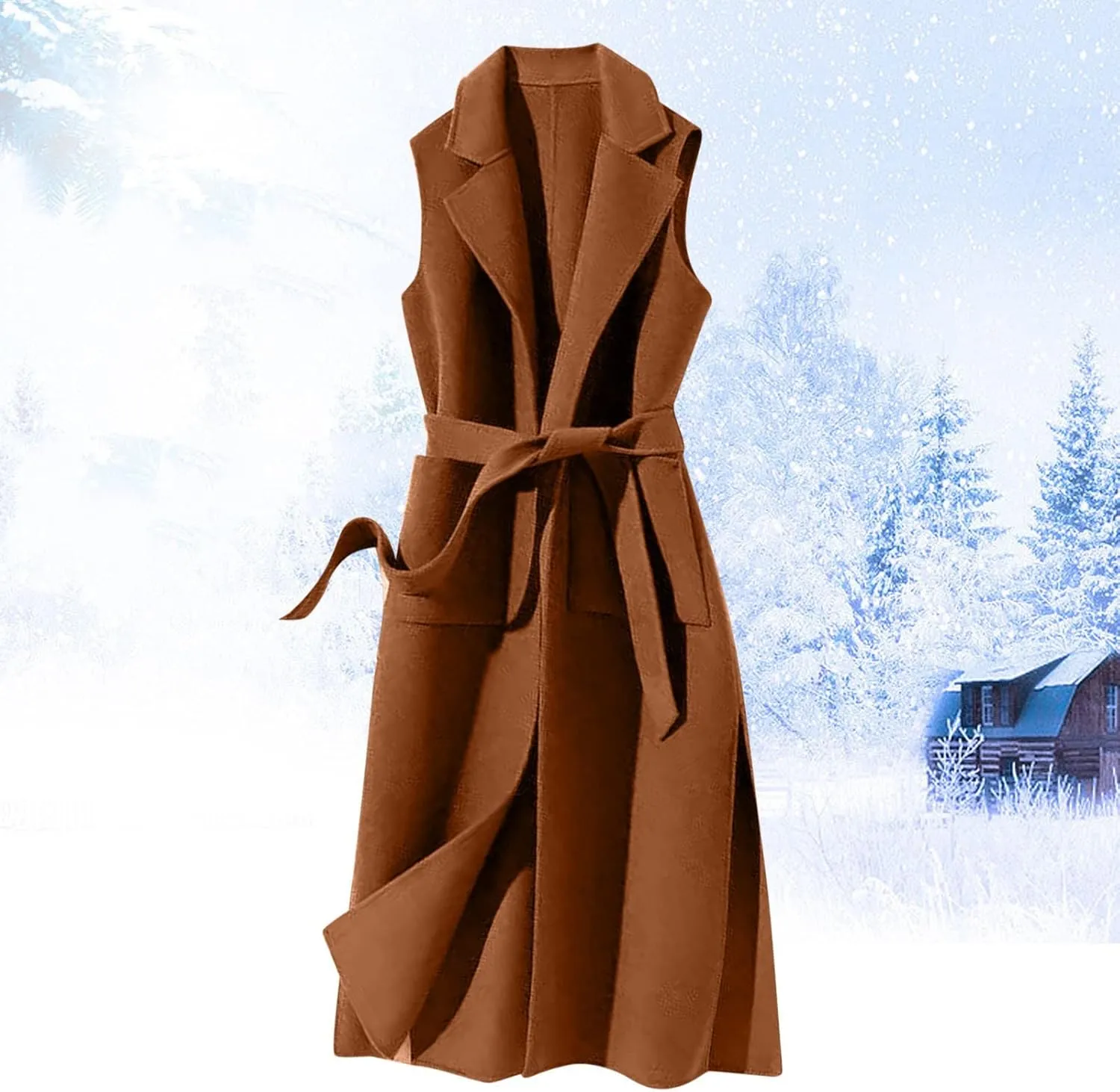 Long Vest for Women Sleeveless Tweed Blazer Fall Jackets Outerwear Casual Outwear Open Front Cardigan Top