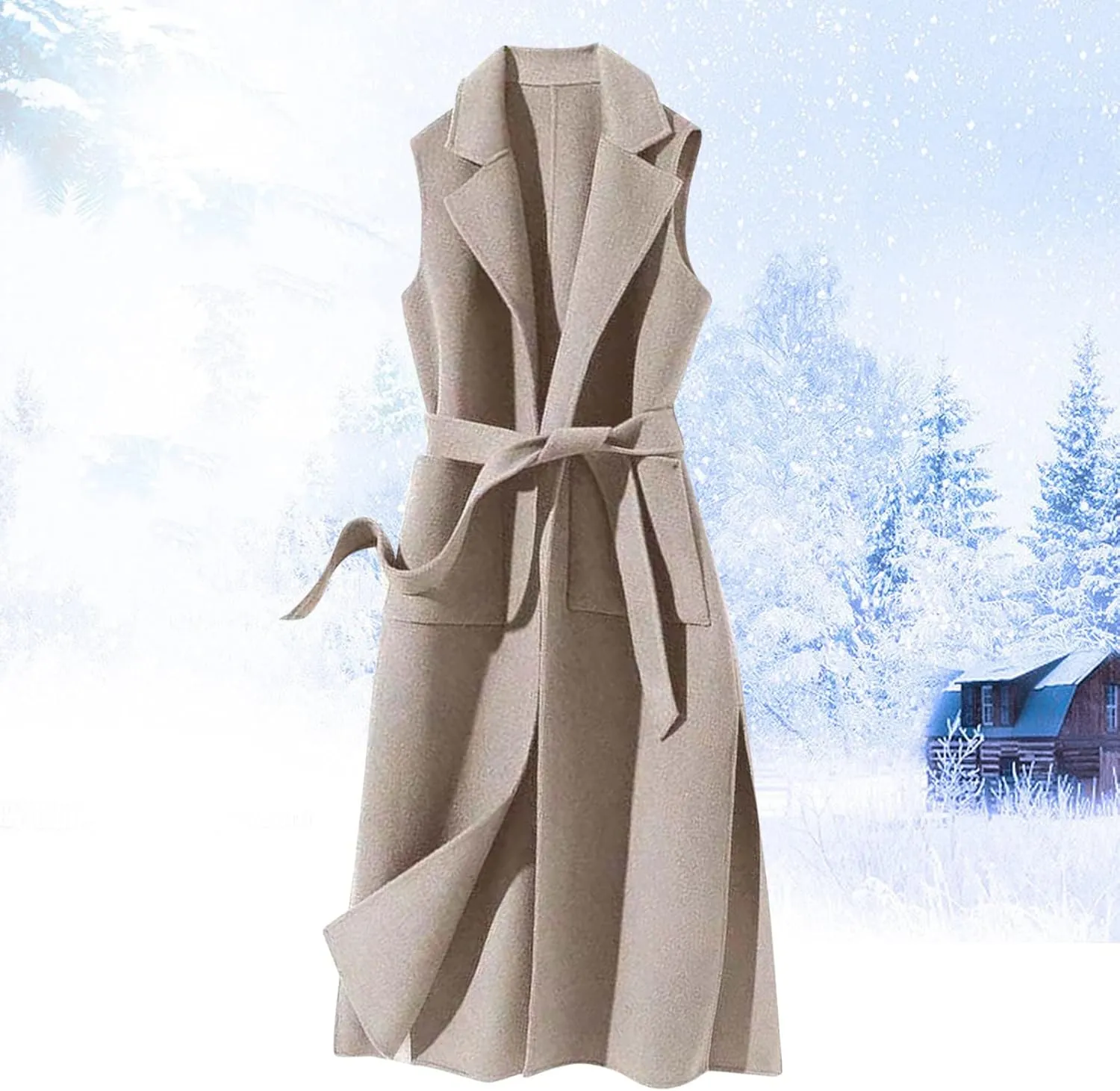 Long Vest for Women Sleeveless Tweed Blazer Fall Jackets Outerwear Casual Outwear Open Front Cardigan Top