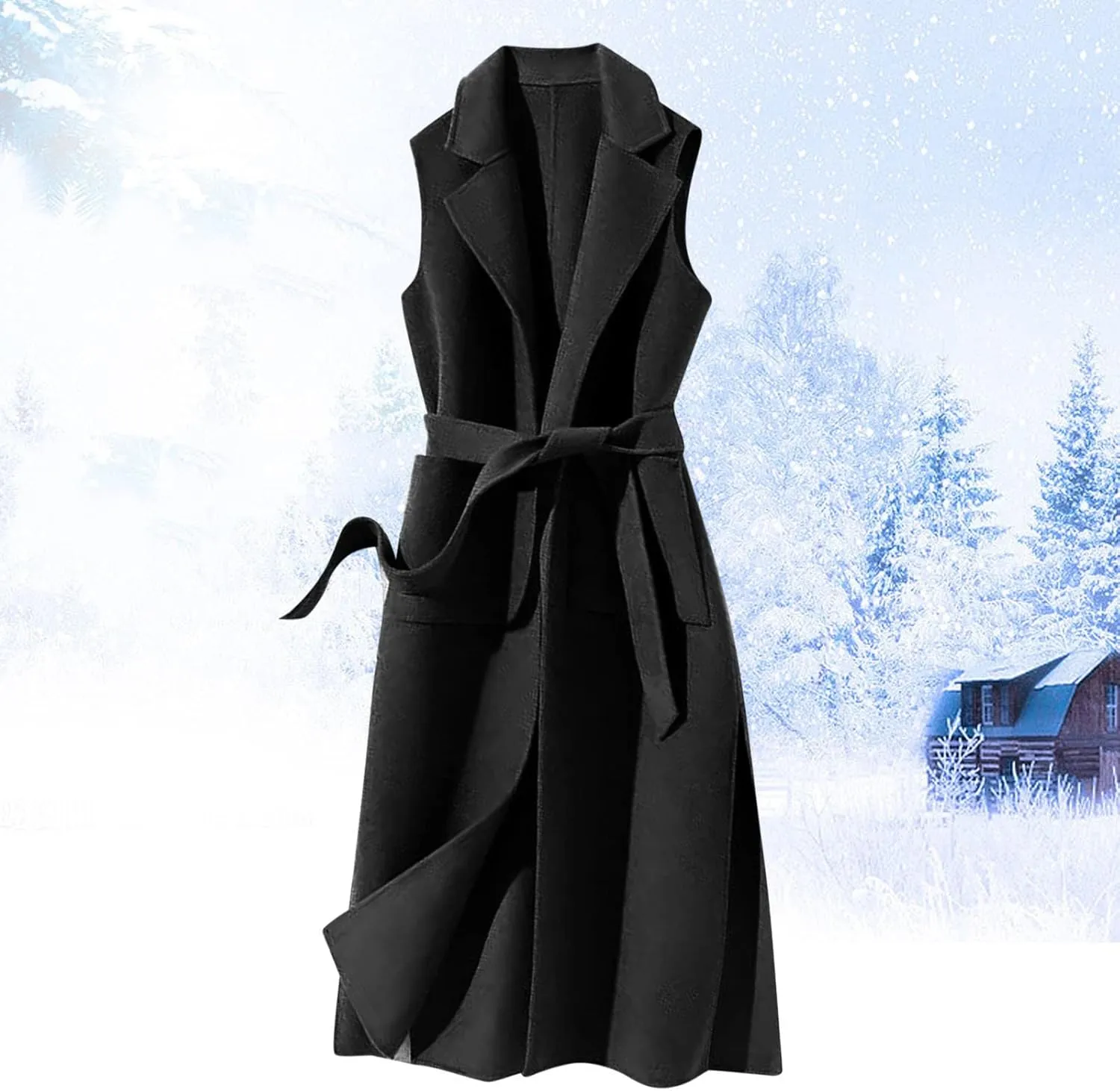 Long Vest for Women Sleeveless Tweed Blazer Fall Jackets Outerwear Casual Outwear Open Front Cardigan Top