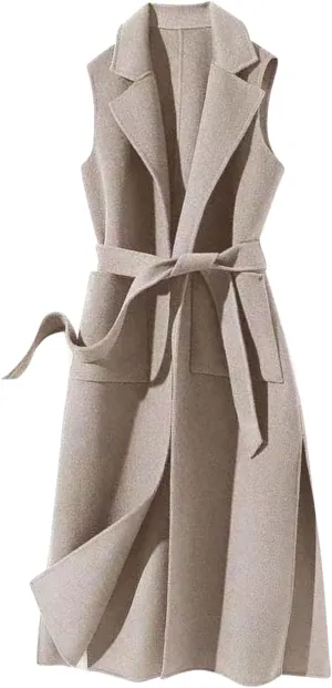 Long Vest for Women Sleeveless Tweed Blazer Fall Jackets Outerwear Casual Outwear Open Front Cardigan Top
