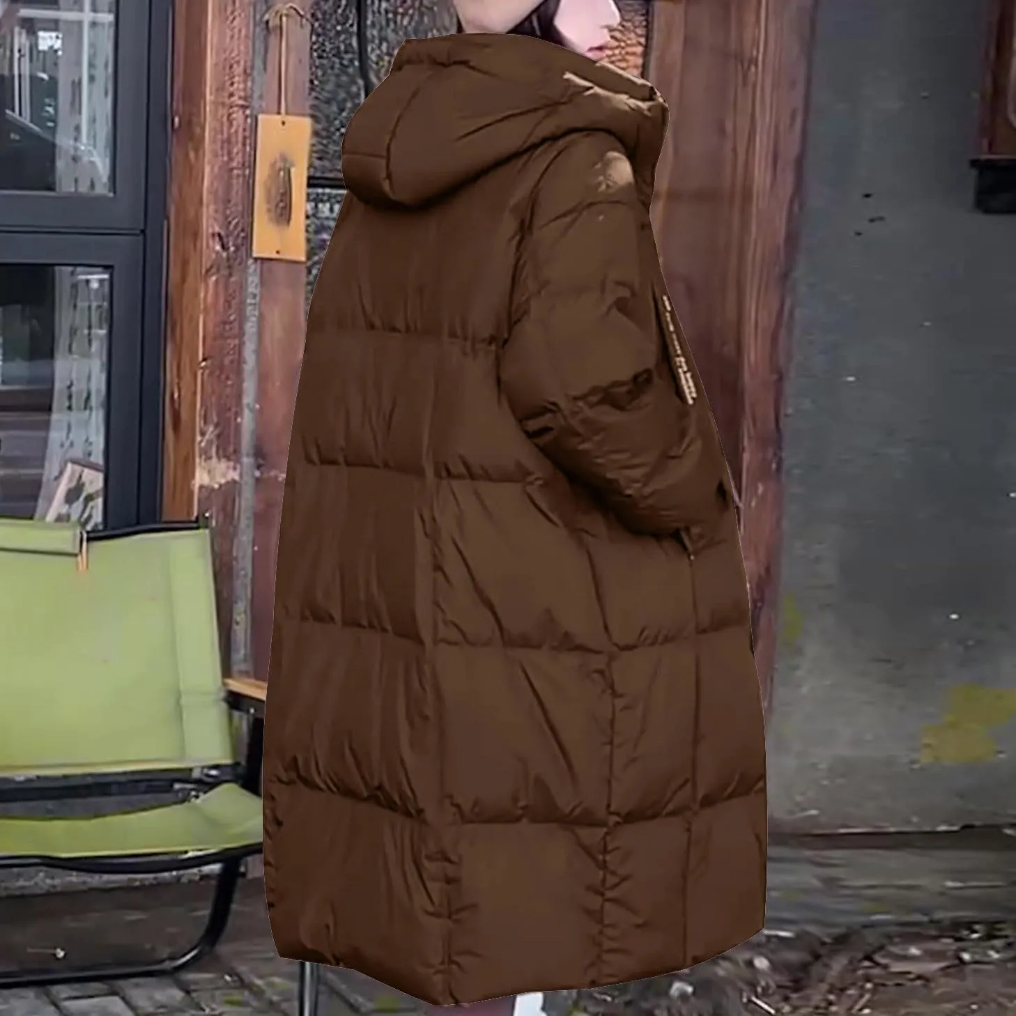Long Winter Down Coats for Women Warm Zip Up Hooded Puffer Jacket Lightweight Quilted Jackets Outerwear with Pockets