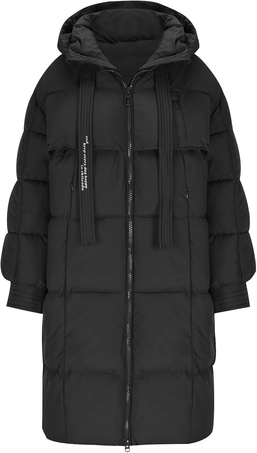 Long Winter Down Coats for Women Warm Zip Up Hooded Puffer Jacket Lightweight Quilted Jackets Outerwear with Pockets