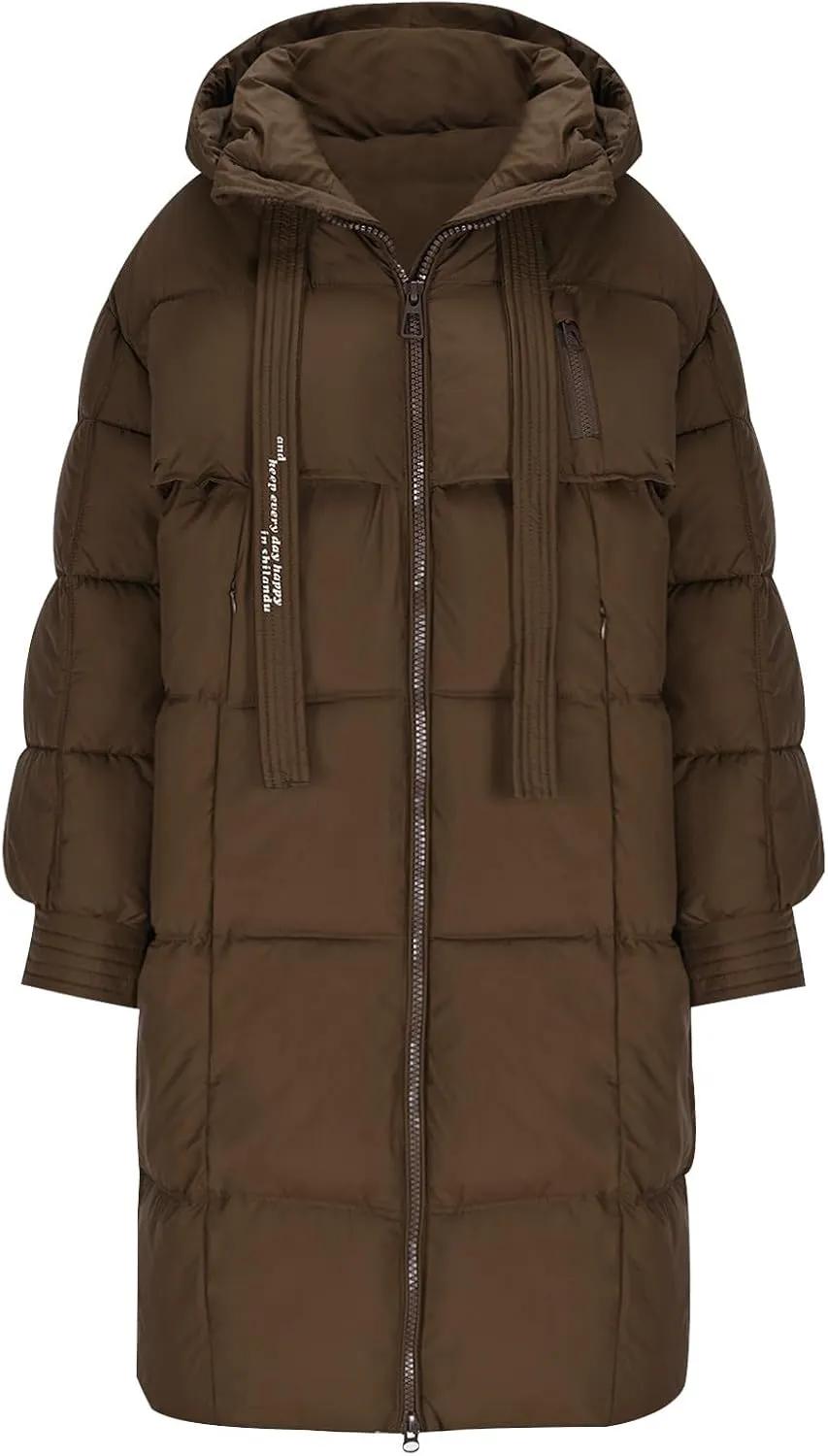 Long Winter Down Coats for Women Warm Zip Up Hooded Puffer Jacket Lightweight Quilted Jackets Outerwear with Pockets