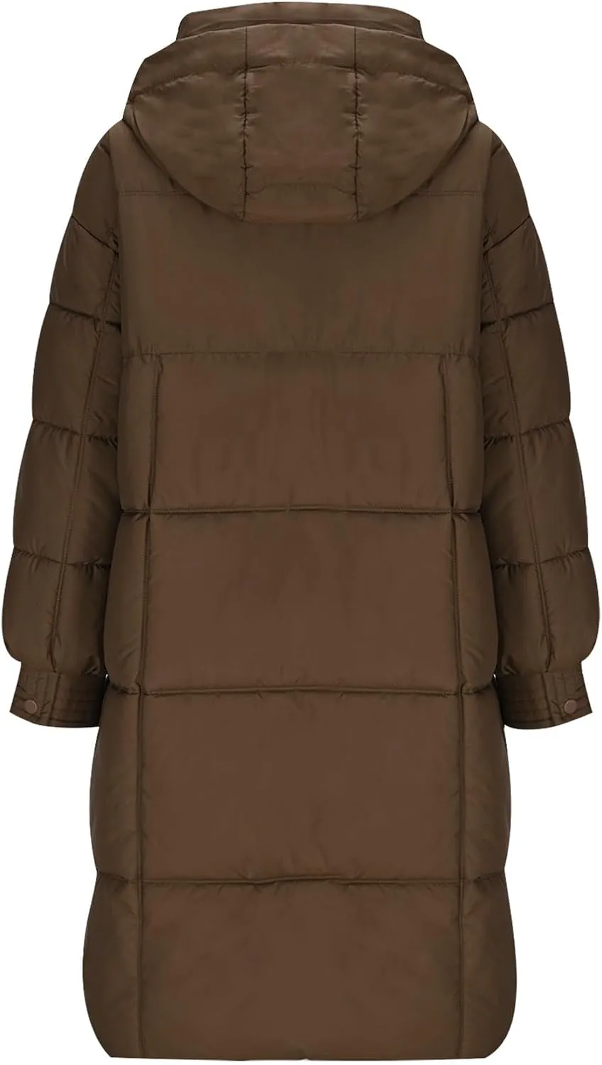 Long Winter Down Coats for Women Warm Zip Up Hooded Puffer Jacket Lightweight Quilted Jackets Outerwear with Pockets