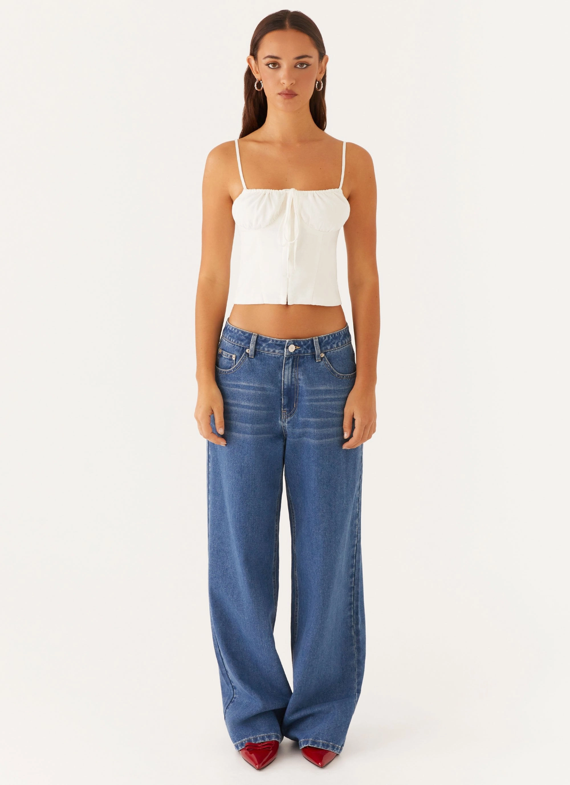 AbrasionResistant Finish AdjustableDrawstring Everly Top - White