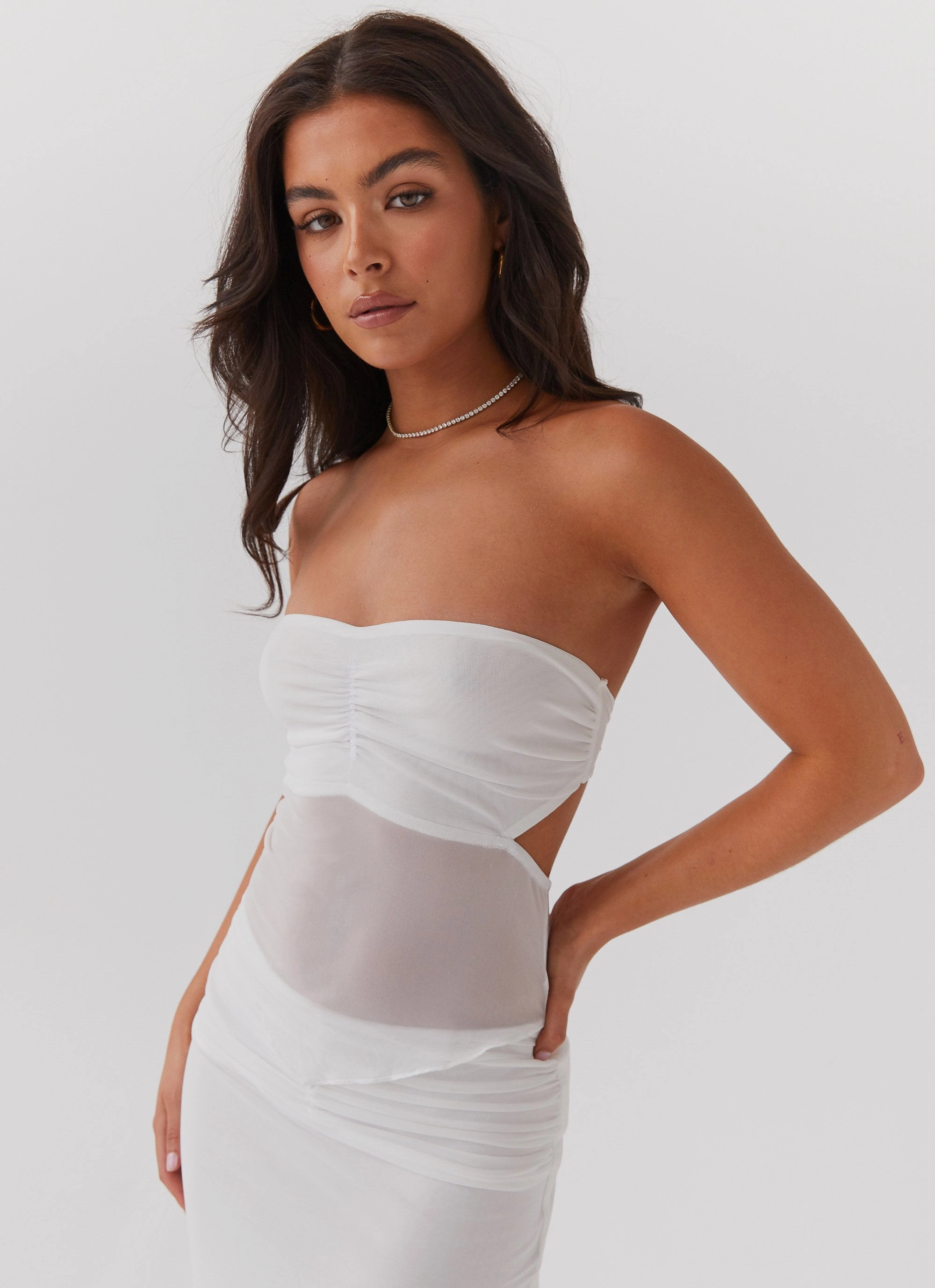 Look At Me Strapless Top - White Water Resistant Fabric Minimal Travel Look