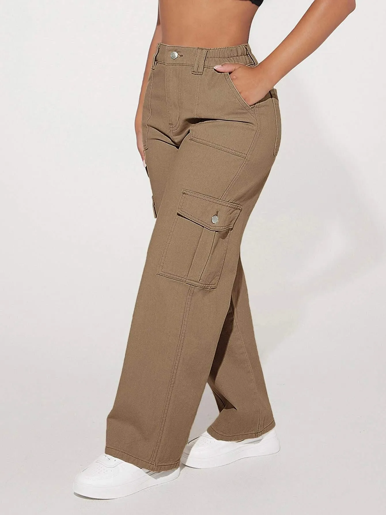 Loose Fit Denim Cargo Pants