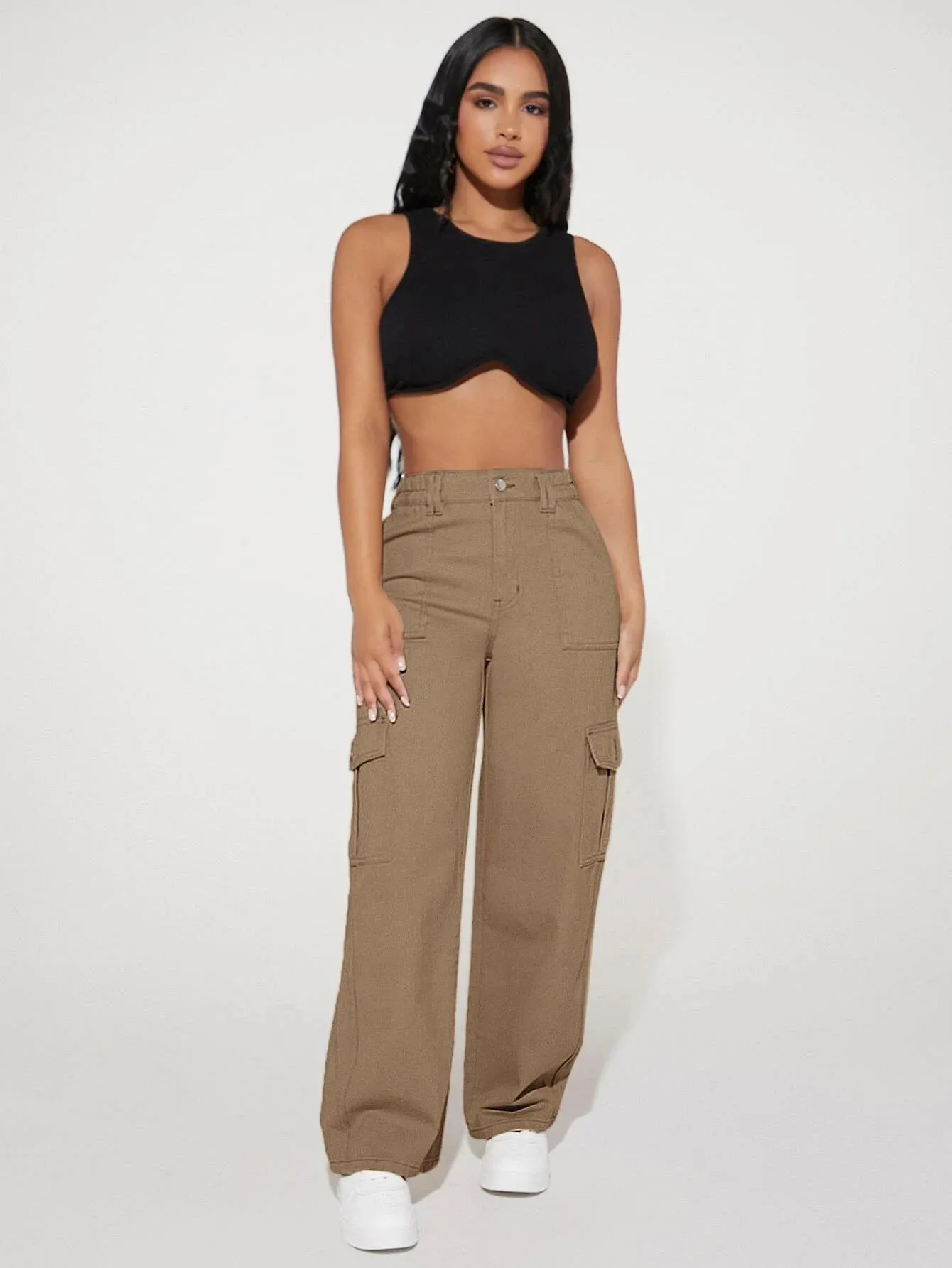 Loose Fit Denim Cargo Pants