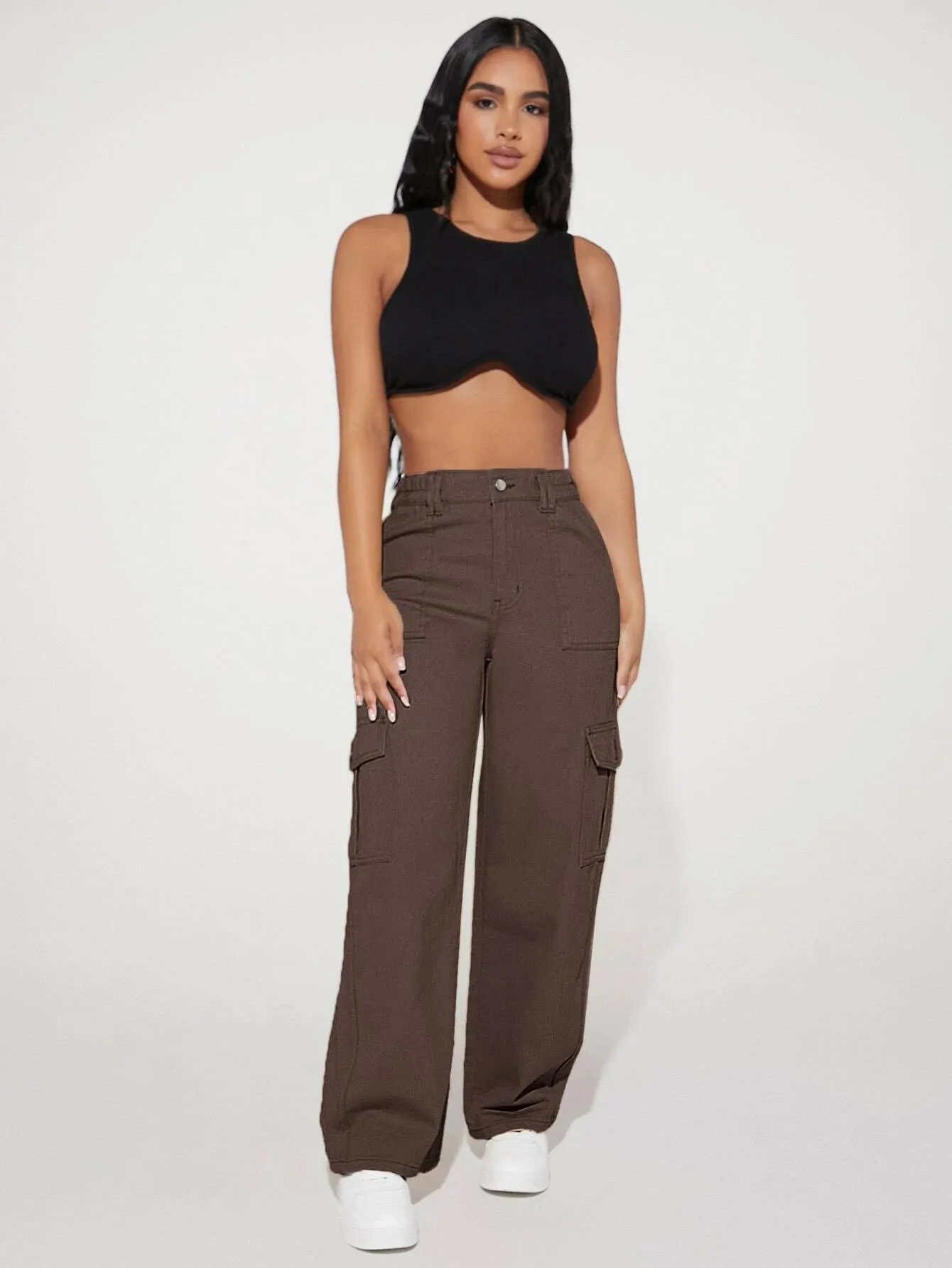 Loose Fit Denim Cargo Pants