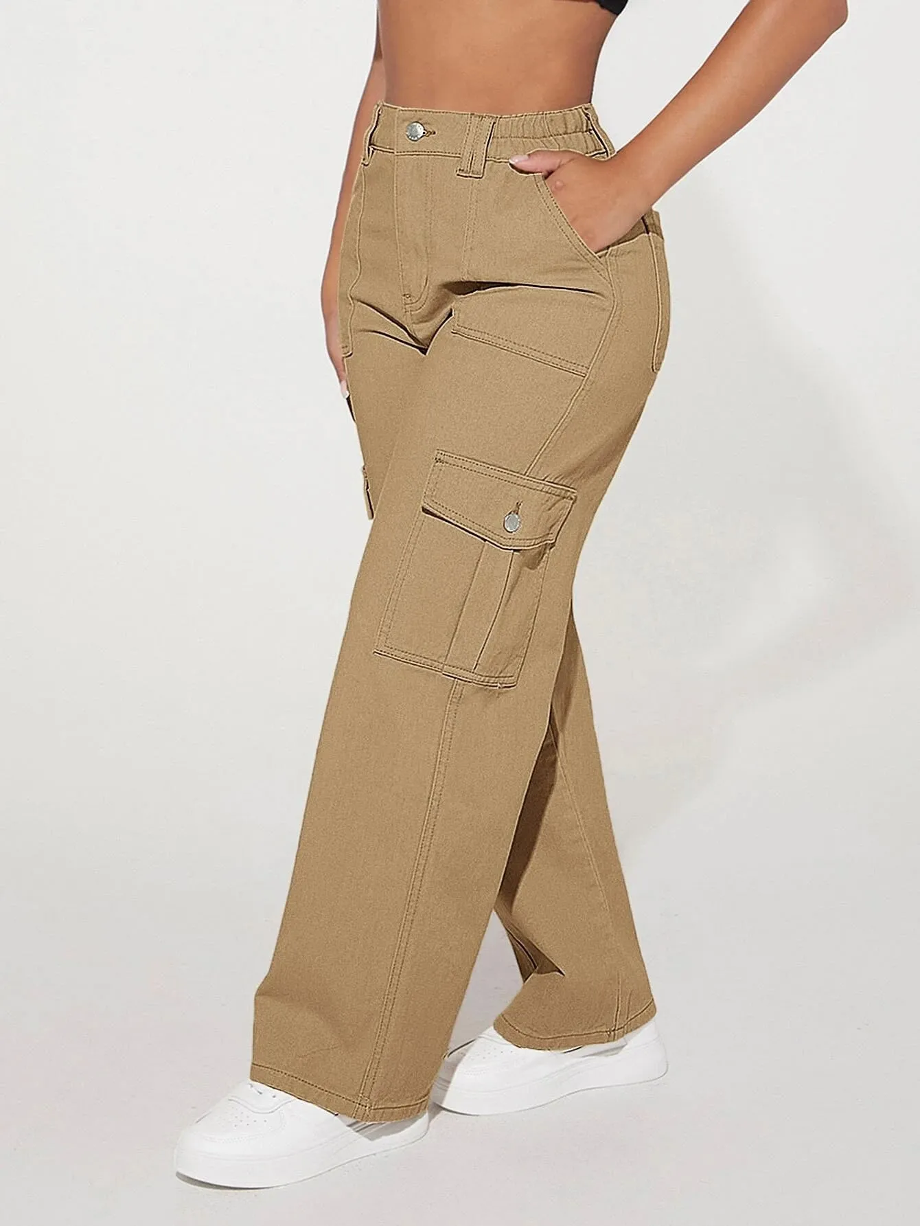 Loose Fit Denim Cargo Pants