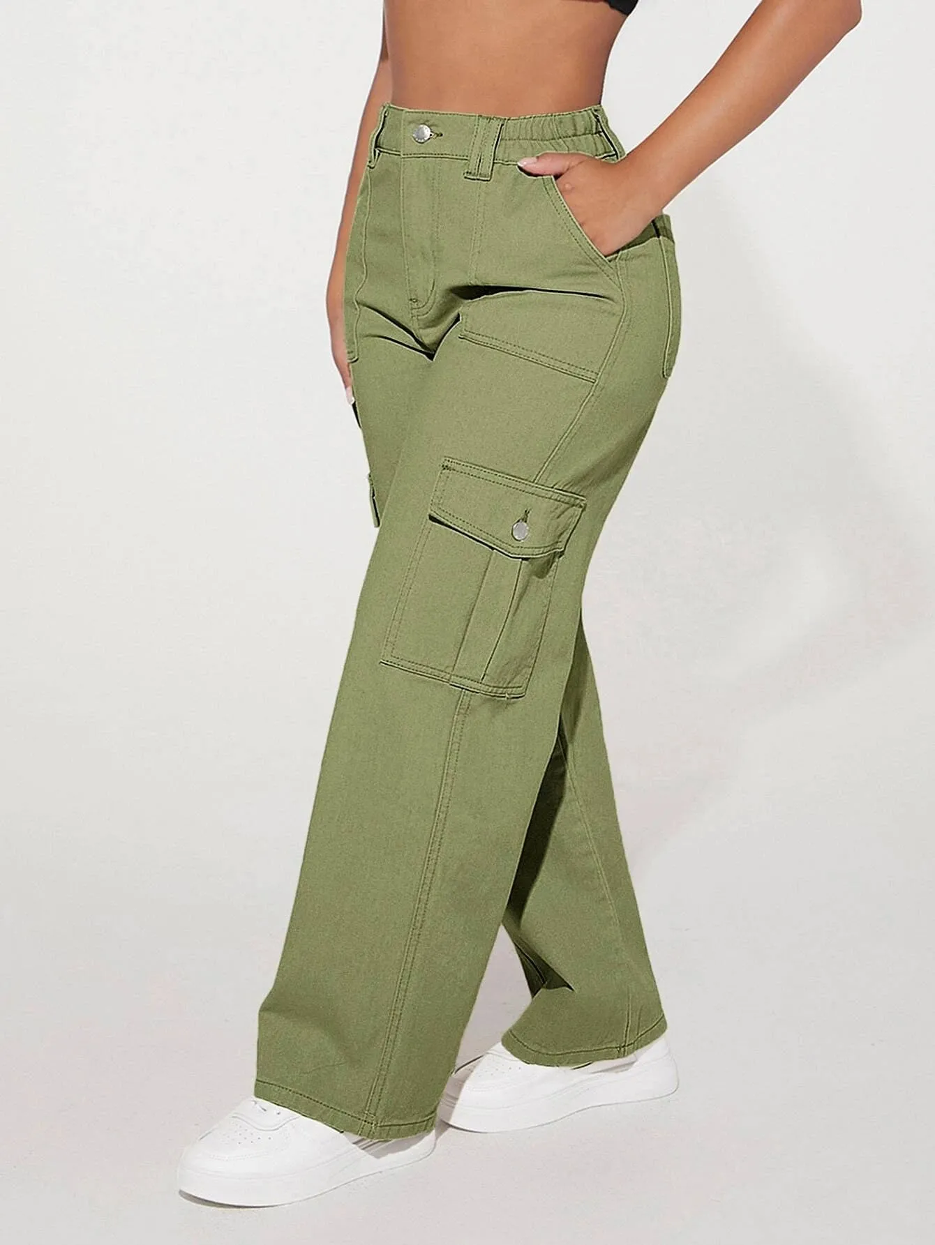 Loose Fit Denim Cargo Pants