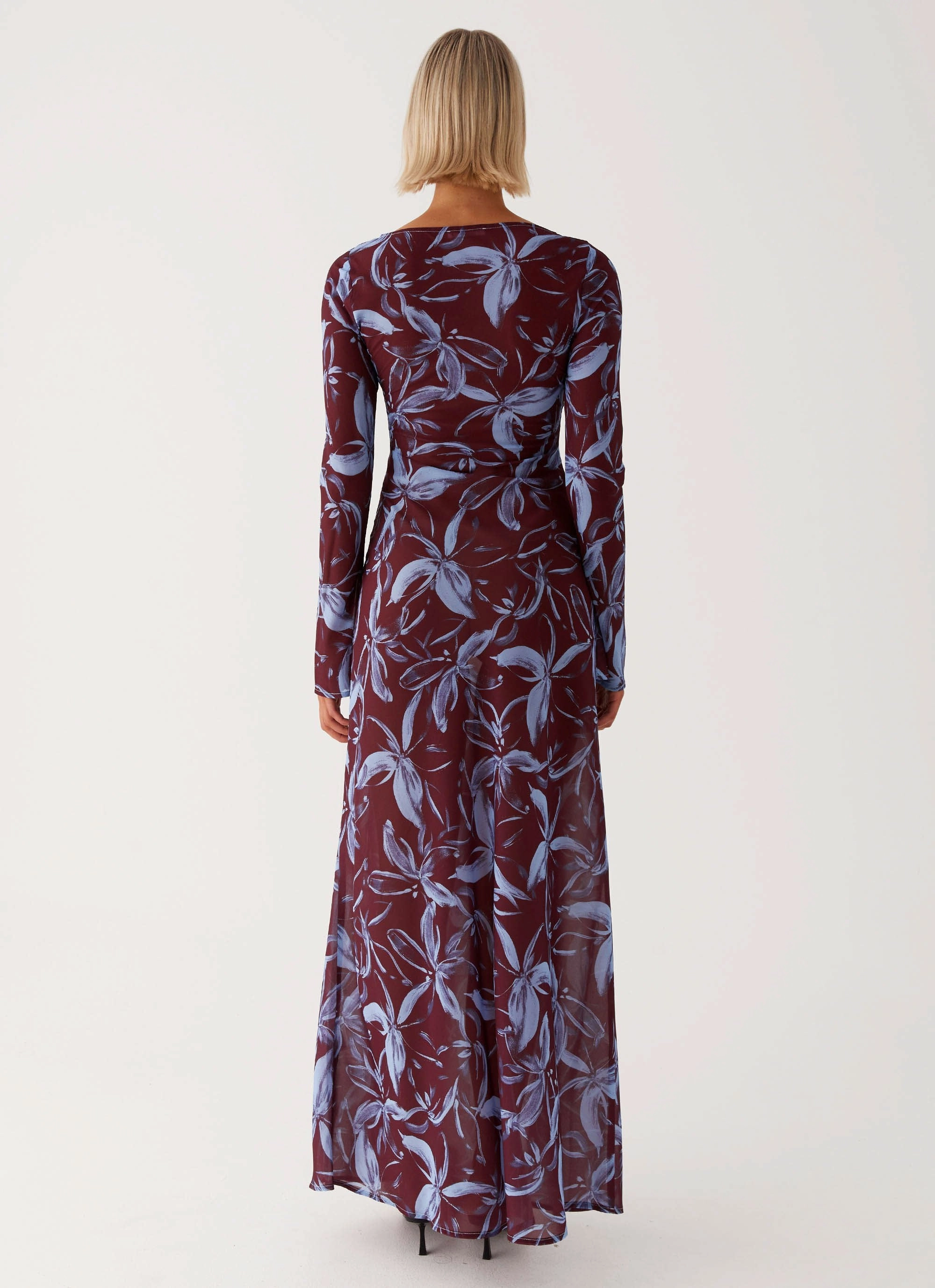 Lorde Maxi Dress - Brown Purple Floral Luxurious Feel