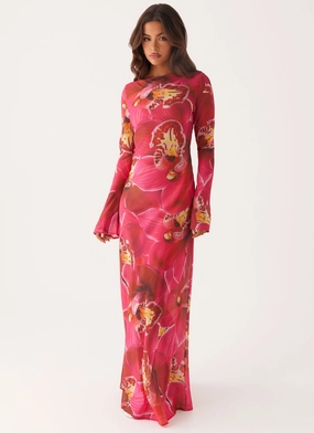 Lorde Maxi Dress - Orchid Pink Mesh Soft Mood Booster