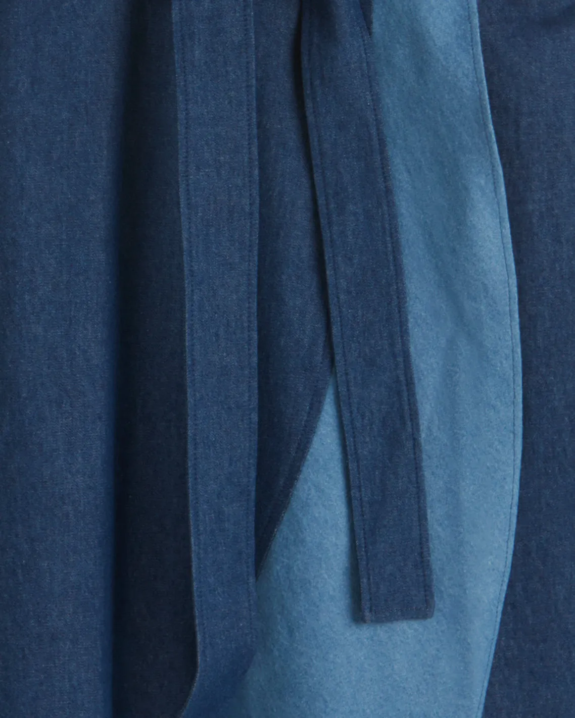 Lorelai Two Tone Sleeveless Wrap Dress in Chambray